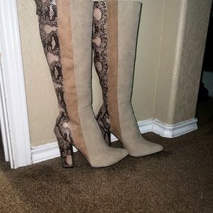 Boutique knee high taupe boots!